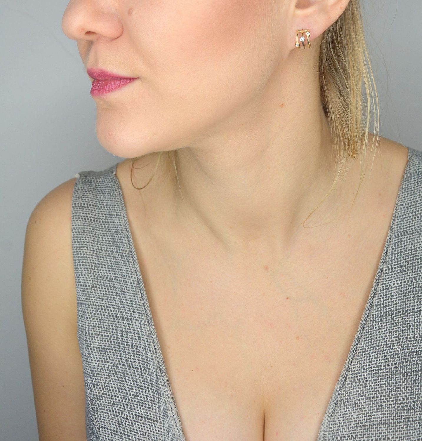 Złote kolczyki 333 'potrójne cyrkonie' KL 6519.jpg